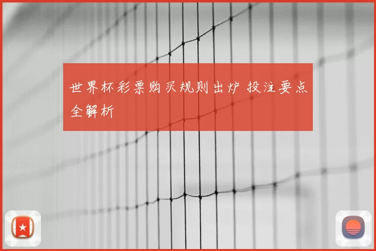 世界杯彩票购买规则出炉 投注要点全解析